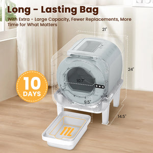 Automatic Self Cleaning Cat Litter Box WiFi Enabled Health Monitoring Real Time Data Tracking 33dB Ultra Quiet for Cat Household