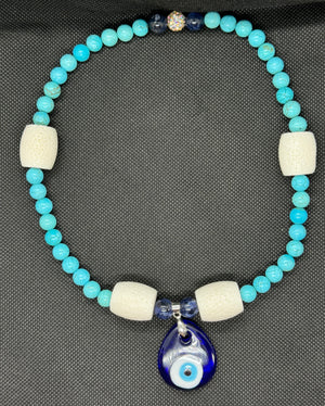 Evil-Eye Aqua Protection Necklace