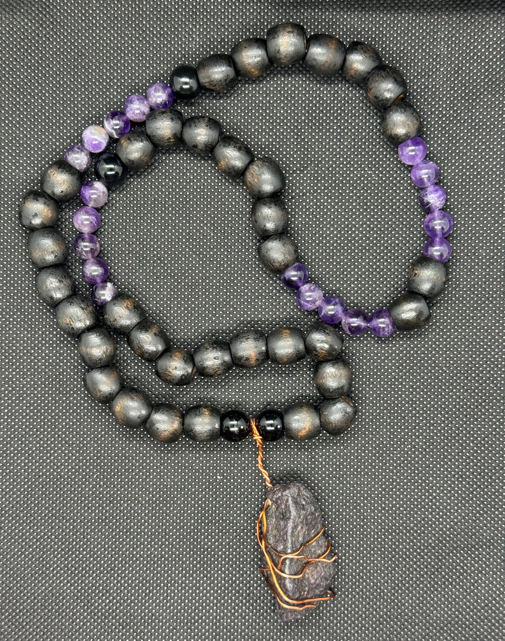 Amethyst Wrapped Stone Necklace