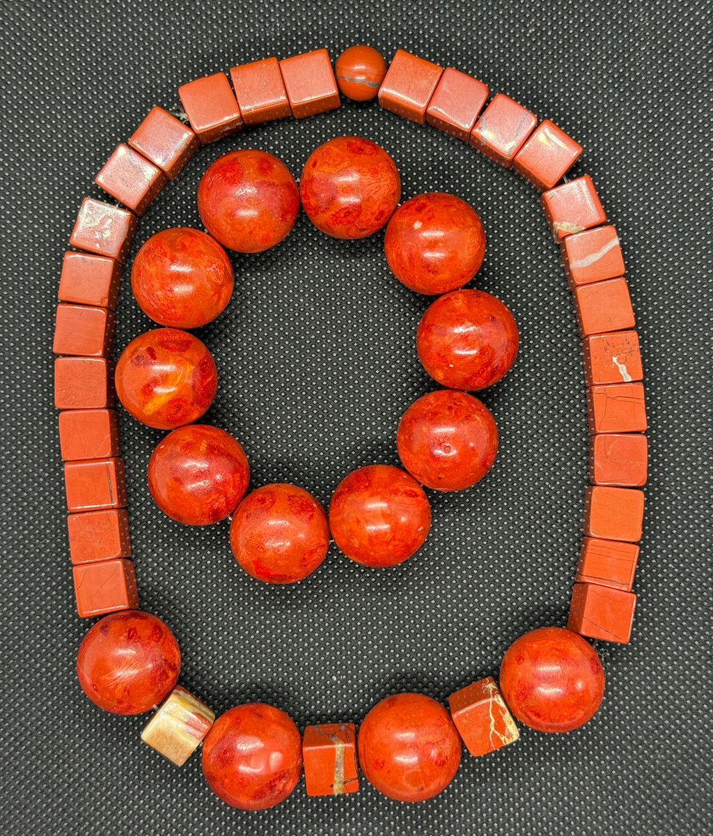 Red Jasper Block Chokelace & Bracelet Set
