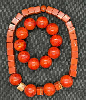 Red Jasper Block Chokelace & Bracelet Set