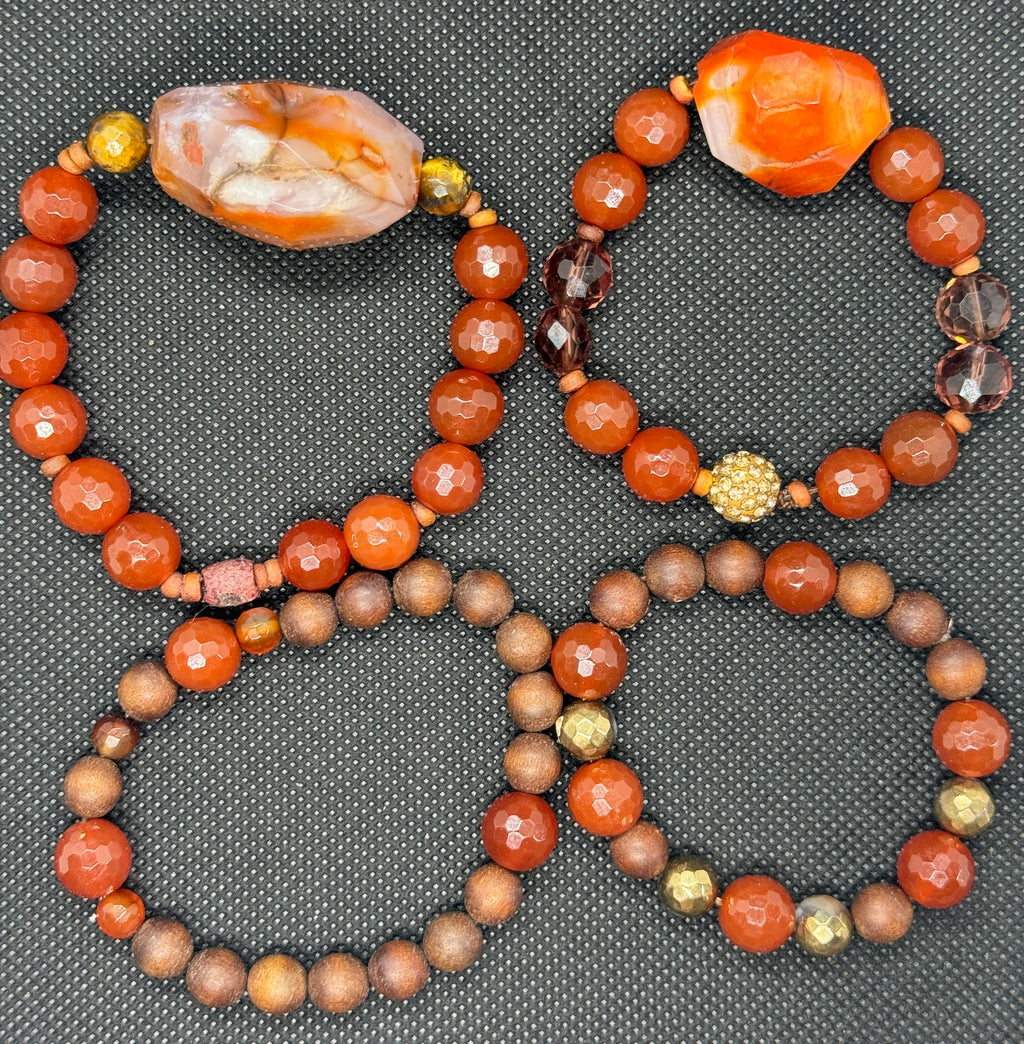 His & Hers Red Stone Double Bracelet Set