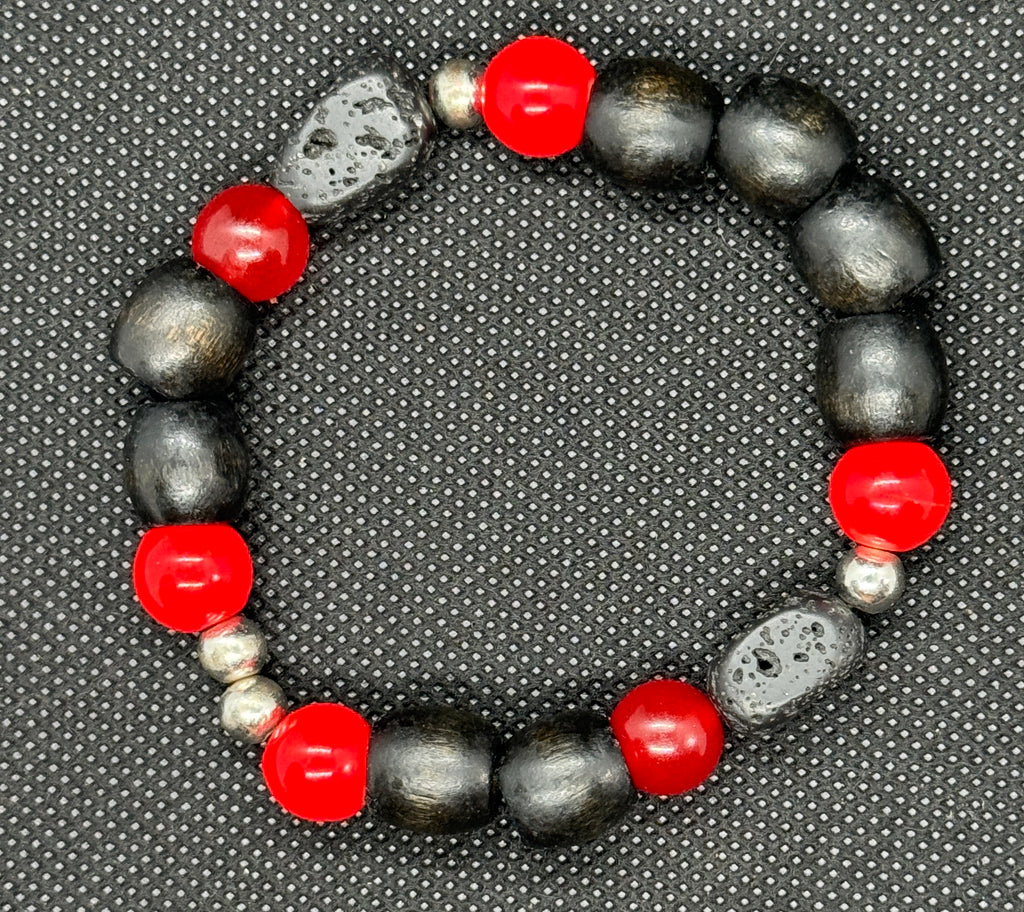 Red Jade & Lava Stone Bracelet