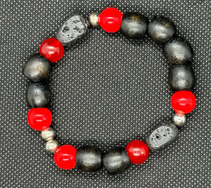 Red Jade & Lava Stone Bracelet