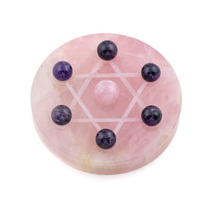 Rose Quartz Crystal Grid with Amethyst & Rose Quartz Marble Set