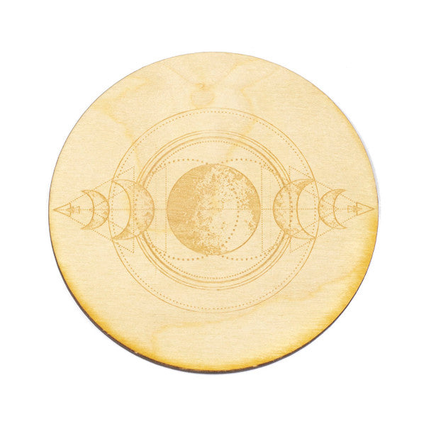 Moon Phase Reiki Disc - 4 inch, Birch Wood